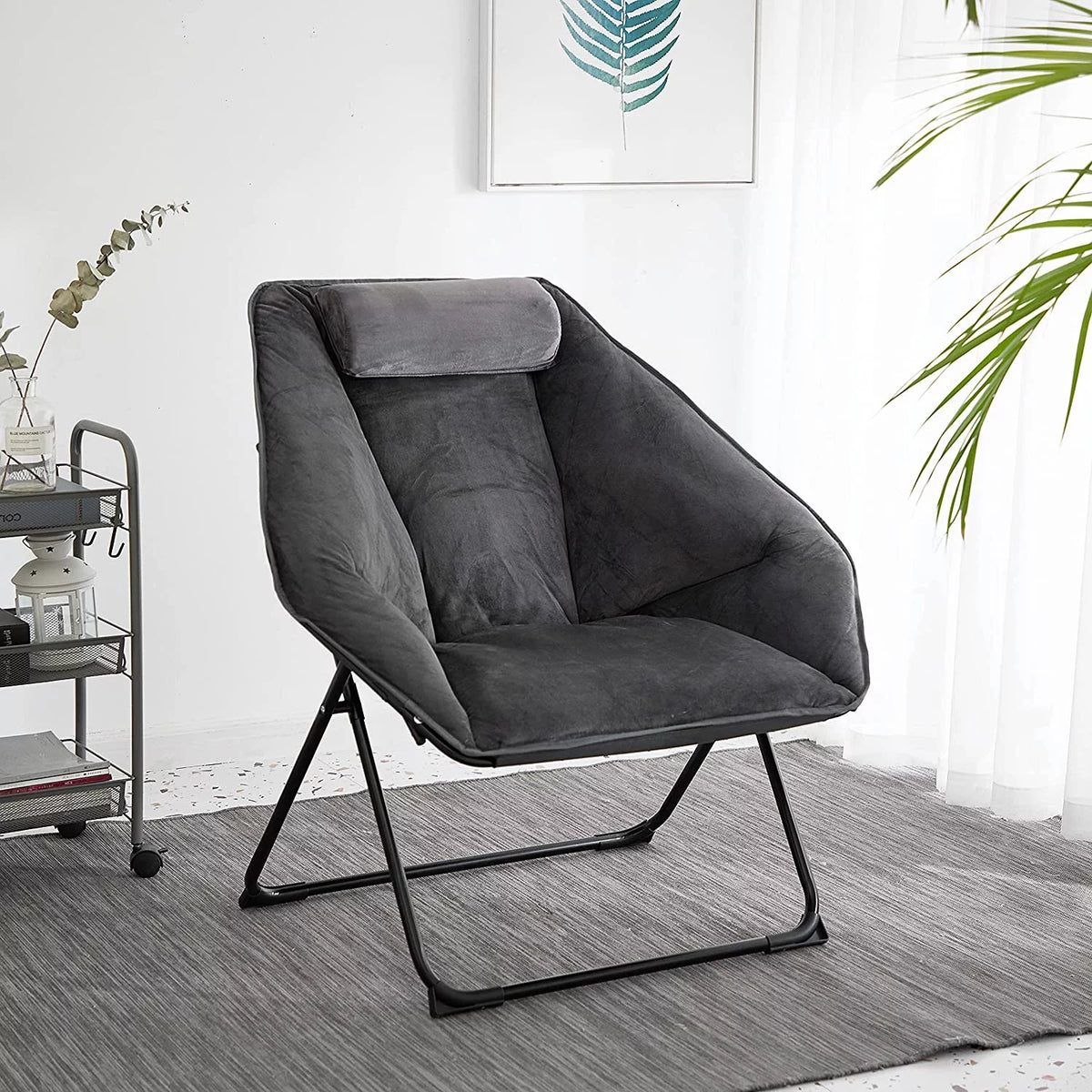 Grey Micromink Folding Chair J5694