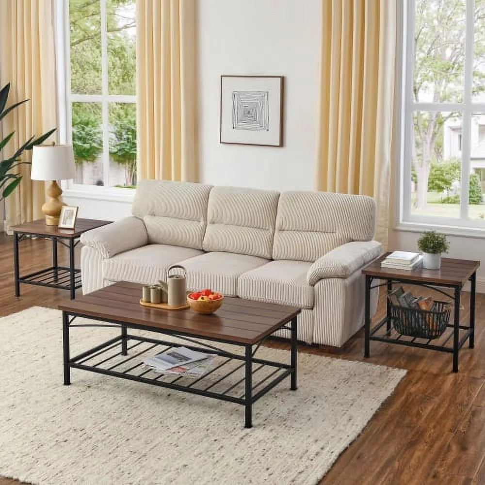Coffee Table Set of 3 with Storage Shelf X51584