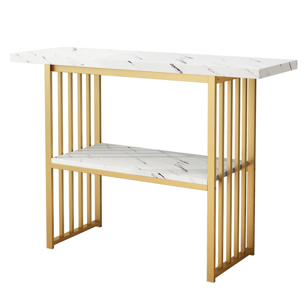 Gold 42-Inch Faux Marble Entryway Table X767