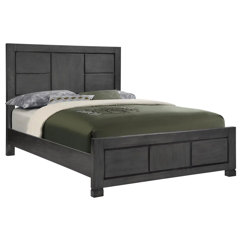 Dark Grey Rectangular Panel Bed L368