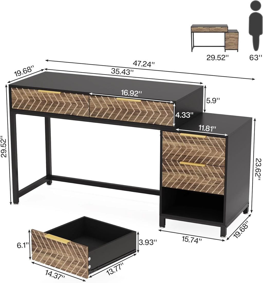 47" Computer Desk with 5 Drawers G84152