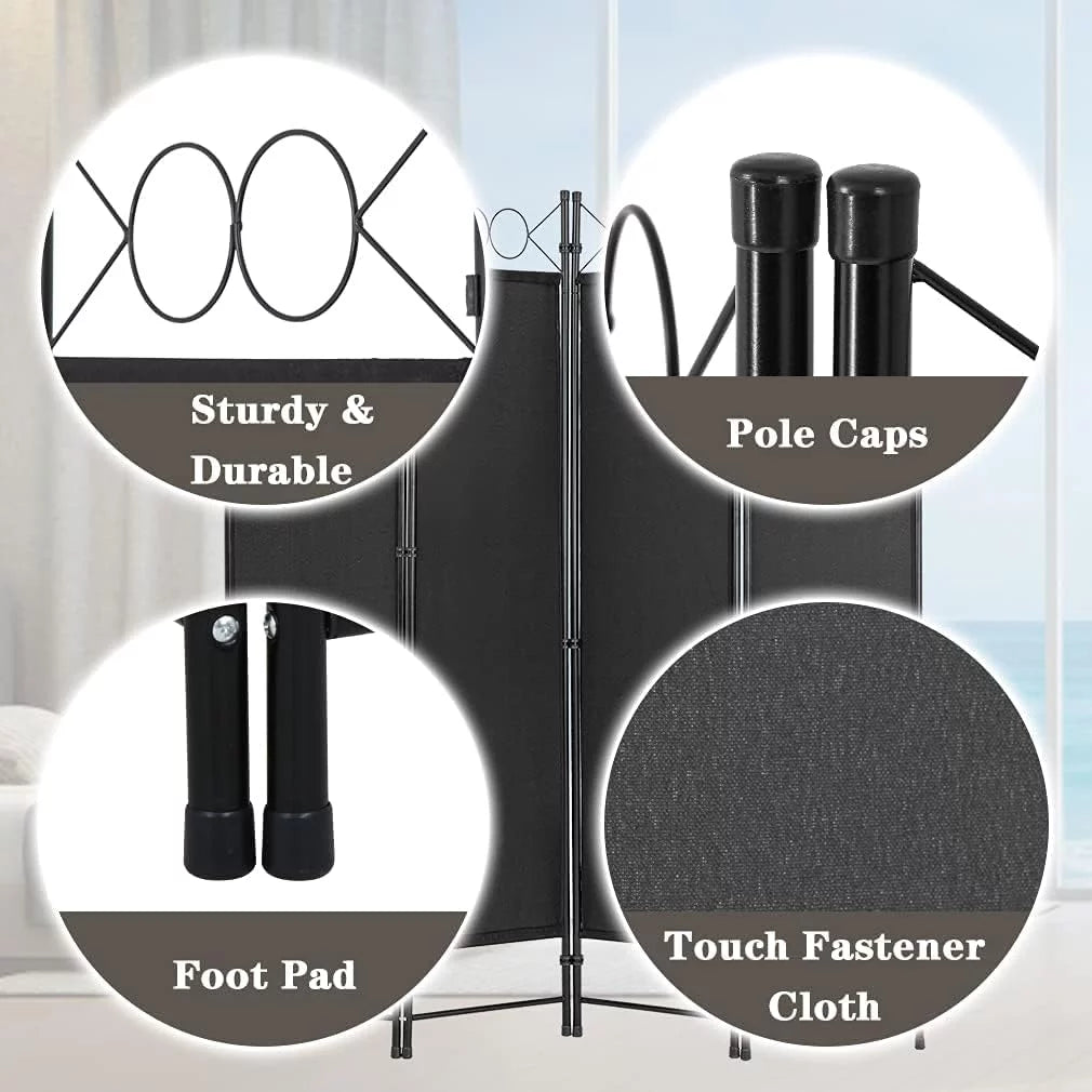 4 Panel 6FT Steel Frame Folding Privacy Divider A748