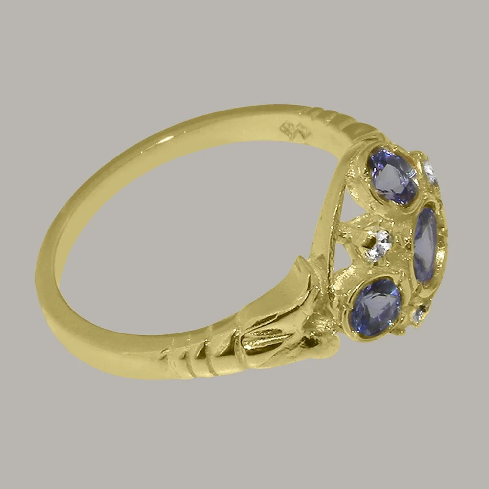 9k Yellow Gold Tanzanite Diamond Statement Ring S978339