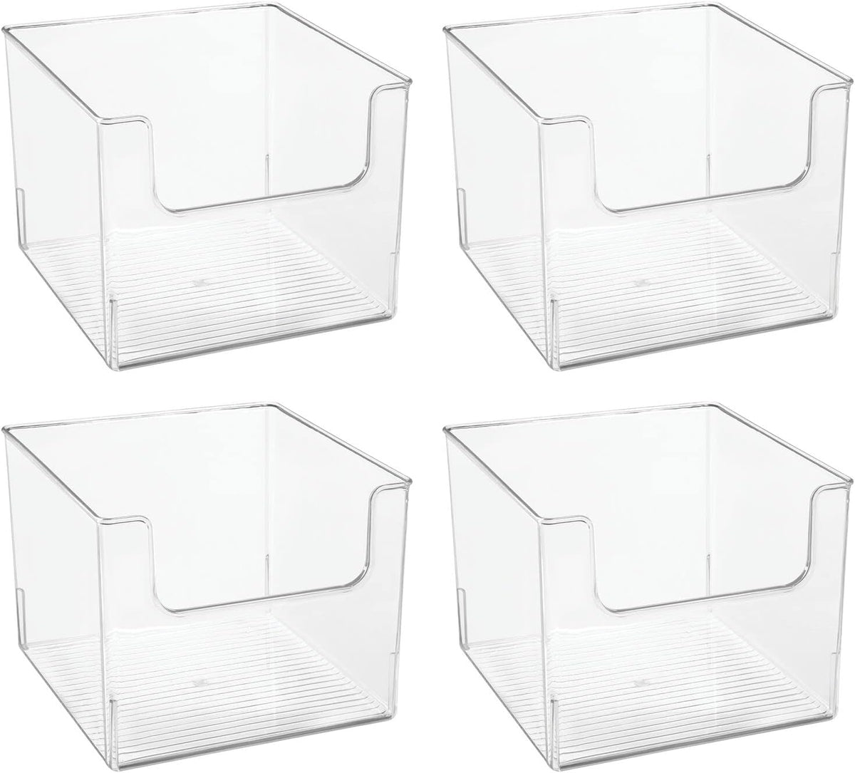 Clear Plastic Open Front Storage Organizer Basket Bin 4 Pack D337