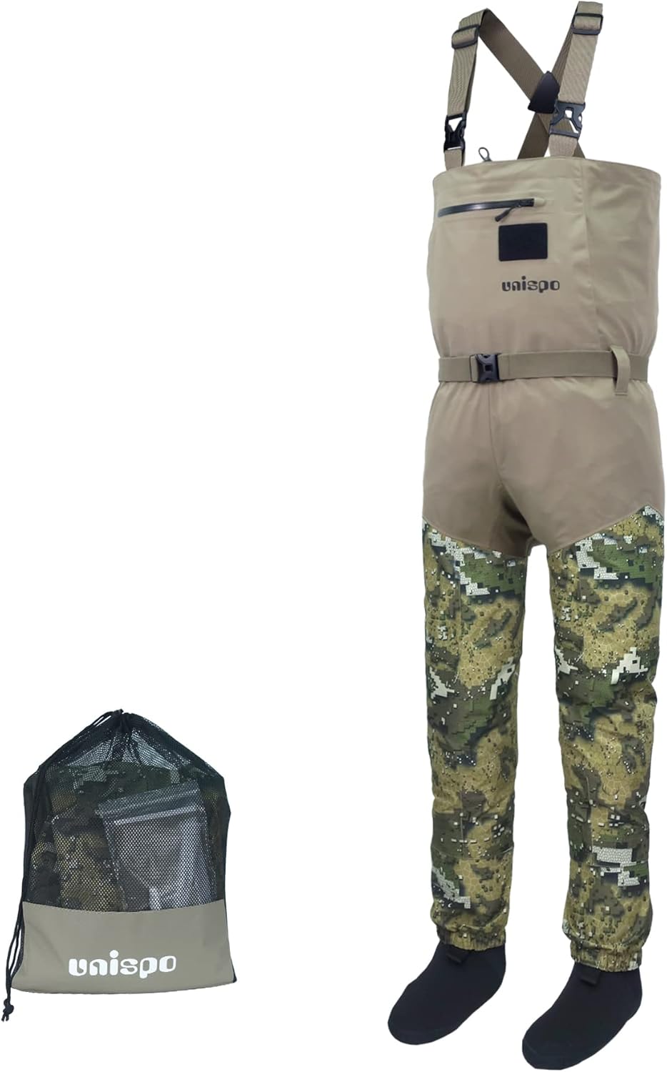 Veil Camo Breathable Waterproof Stockingfoot Chest Waders with Zippered Pocket E649641