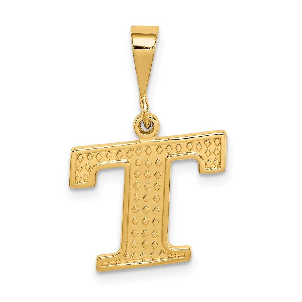 10k Yellow Gold Letter T Pendant Necklace B70807