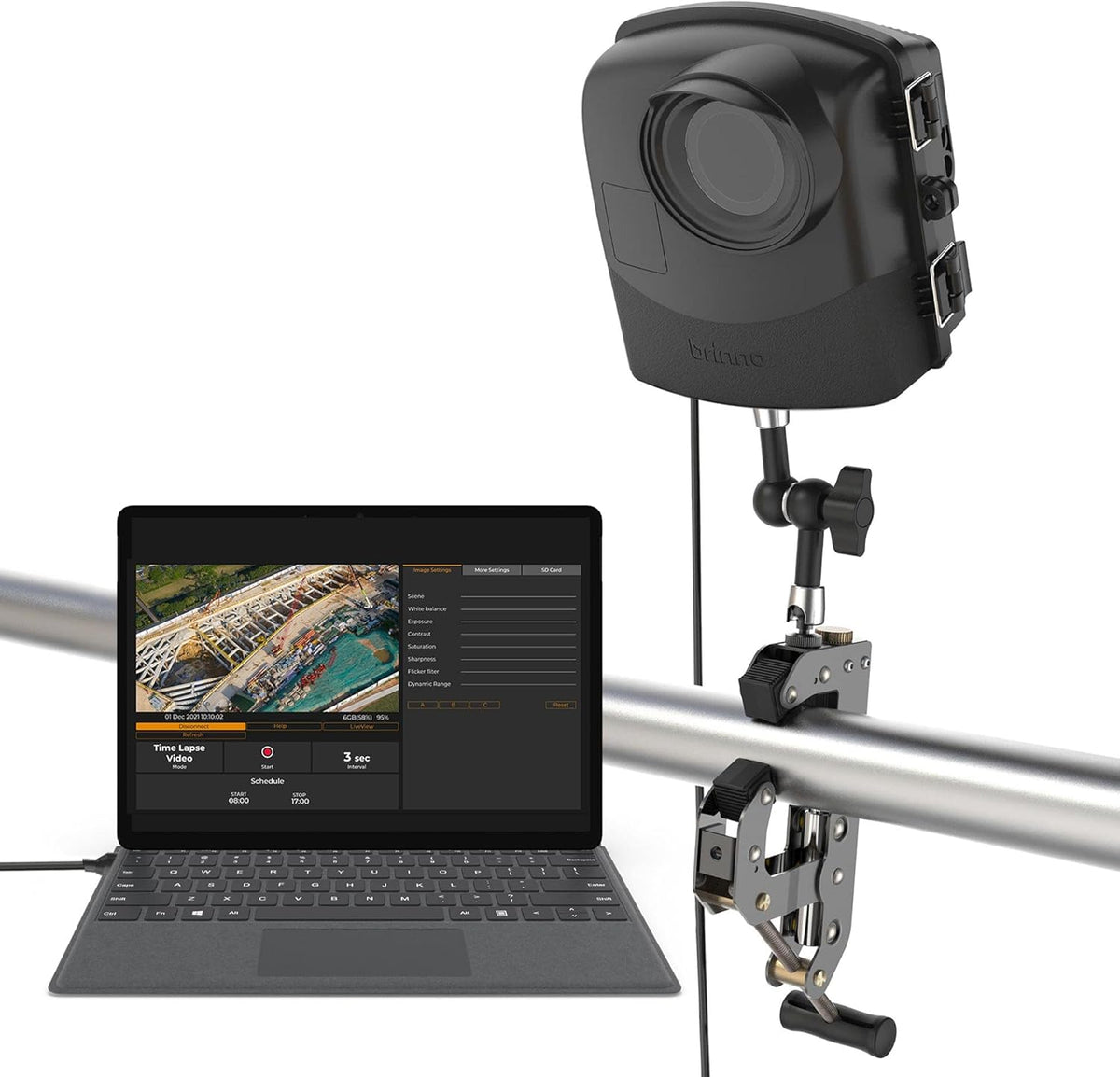 Construction & Outdoor Security Time Lapse Camera Trio Bundle Pack with Industrial Clamp & Weather-Resistant Case U4602