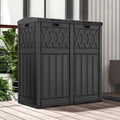 62-Gallon Outdoor Resin Trash Bins, Garbage Dual Can with Tiered Lid and Drip Tray, Black O772