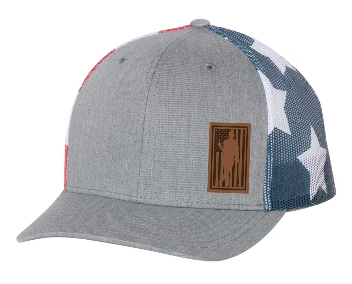 Heather Grey Trucker Hat with Leather Patch X197