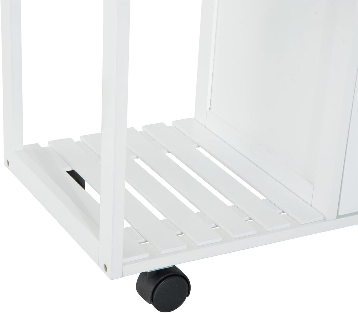 White Rolling Kitchen Trolley with Bamboo Top W2720