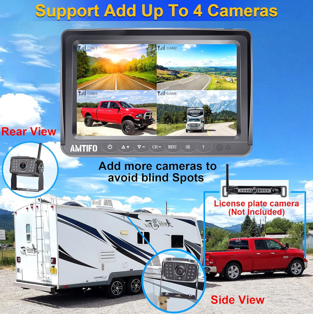 7 Inch DVR Monitor Wireless HD 1080P Backup Camera System D616388
