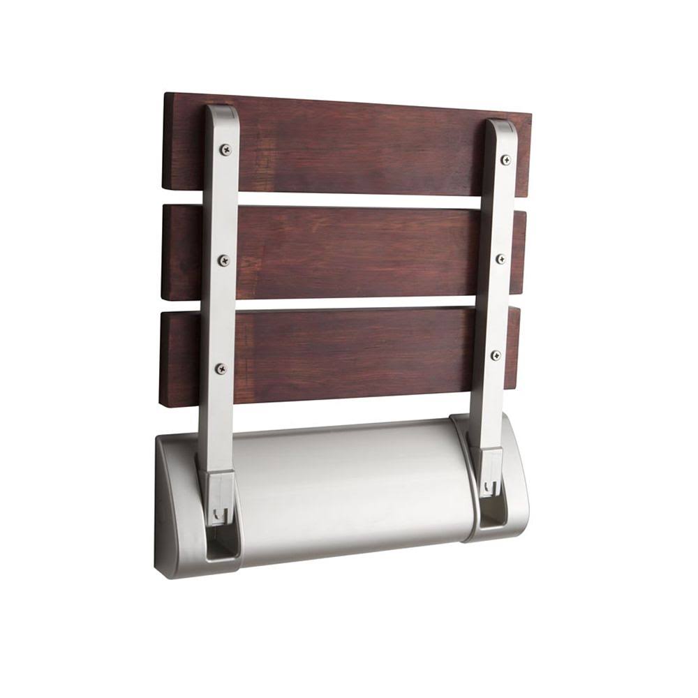 Sapele Folding Shower Seat with Chrome Hinges Solid Wood Wall Mount B233140