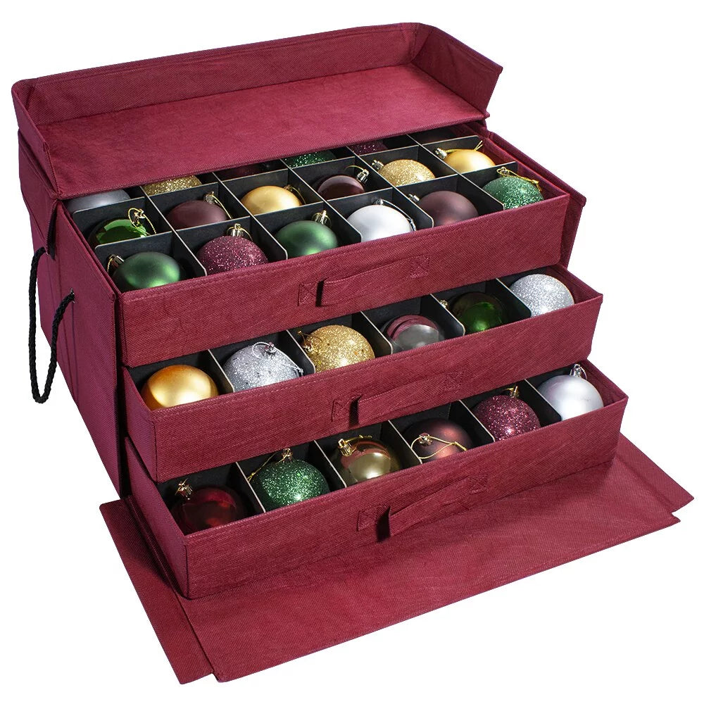Christmas Ornament Storage Box with Pull-Out Drawers G84789