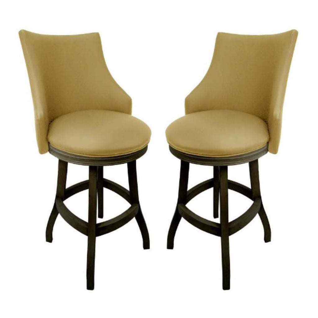 Tan & Dark Shadow Swivel Wood Bar Stool Set of 2 U2181
