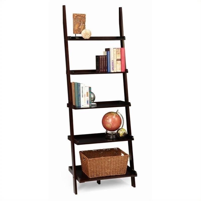 Espresso 5-Shelf Bookshelf Ladder F37585