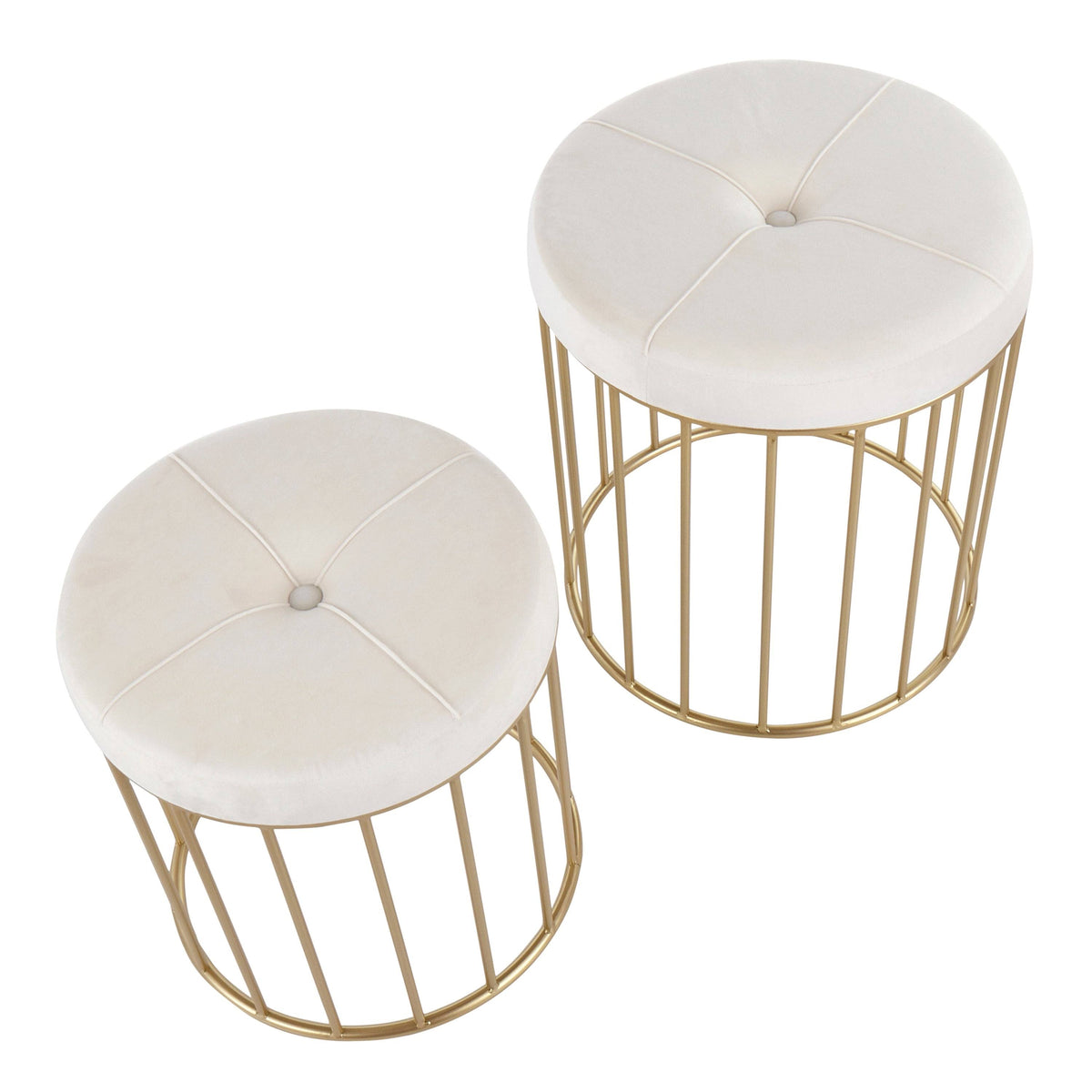 Black Velvet Gold Metal Nesting Ottoman Set S408104