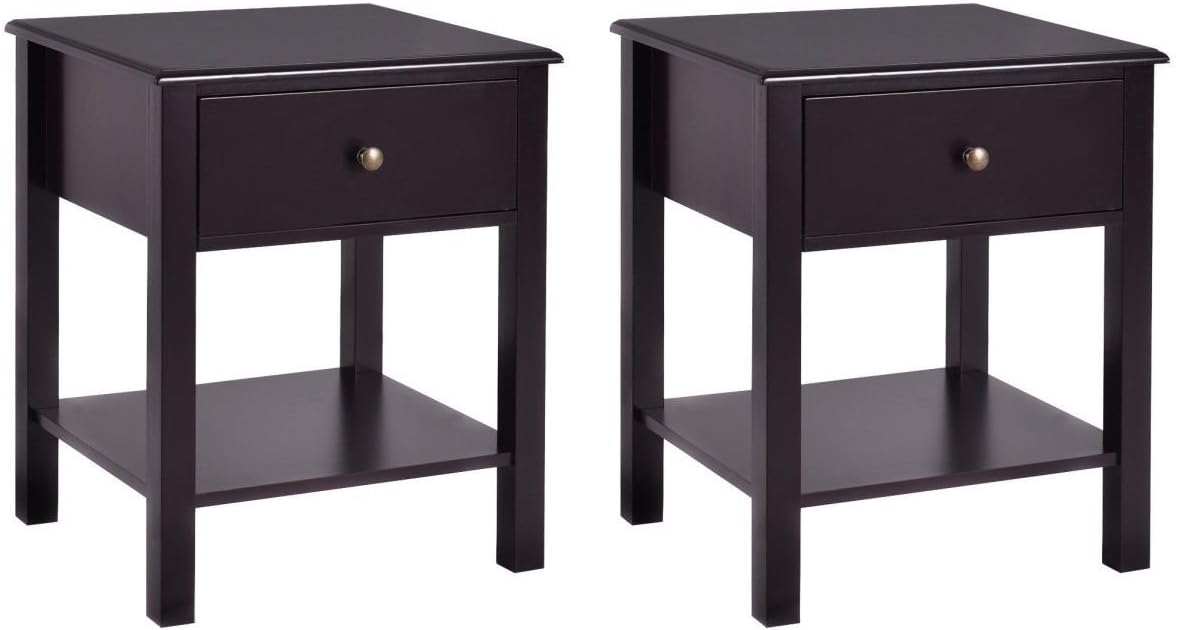 Brown Nightstand with Drawer and Shelf L61193