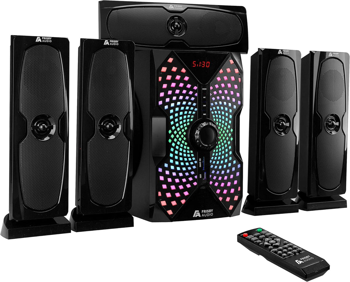 125 Watt 5.1 Surround Sound Speaker System with Subwoofer, Bluetooth, Digital Optical Input – Black D61841