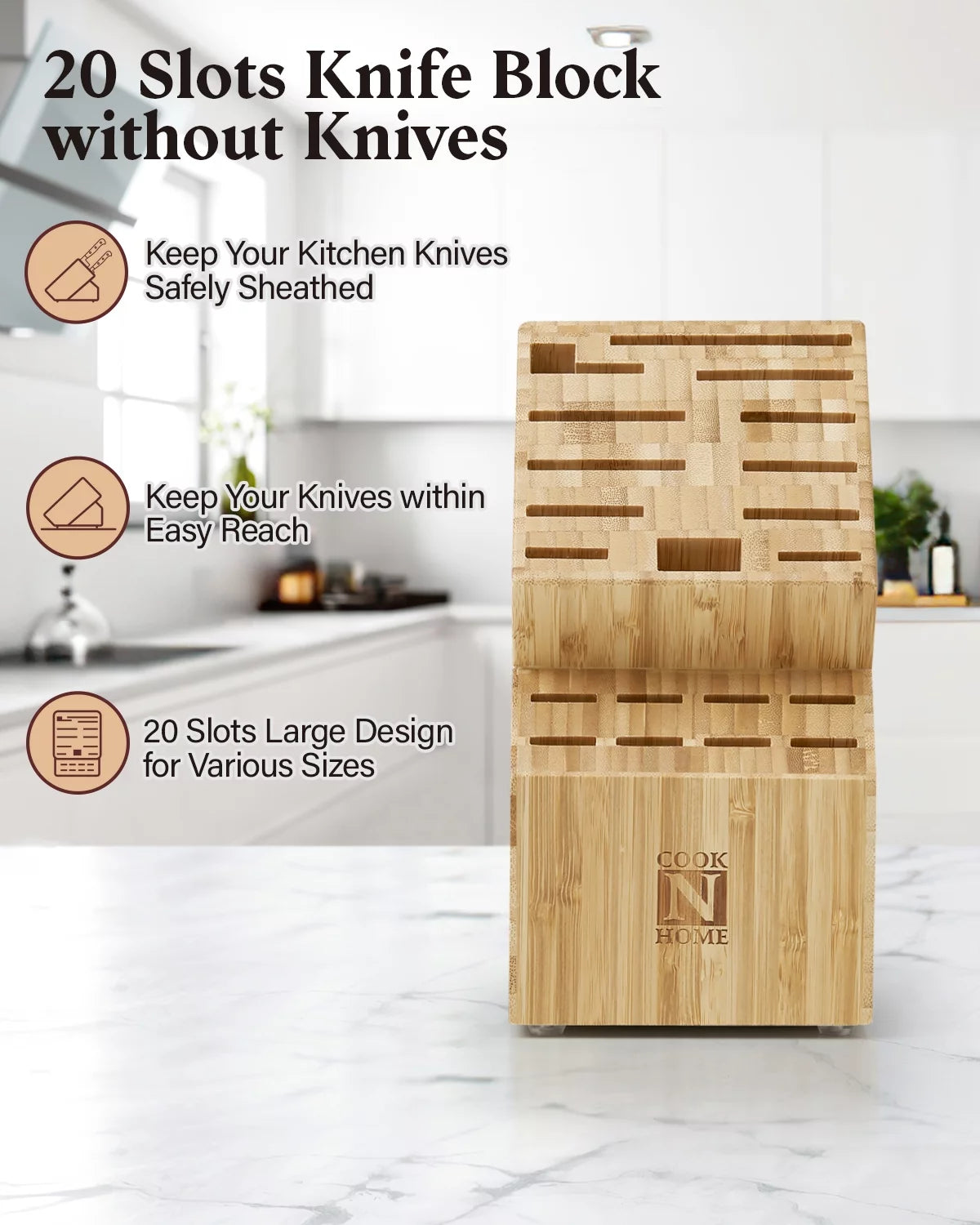 Bamboo 20 Slot Knife Storage Block K392