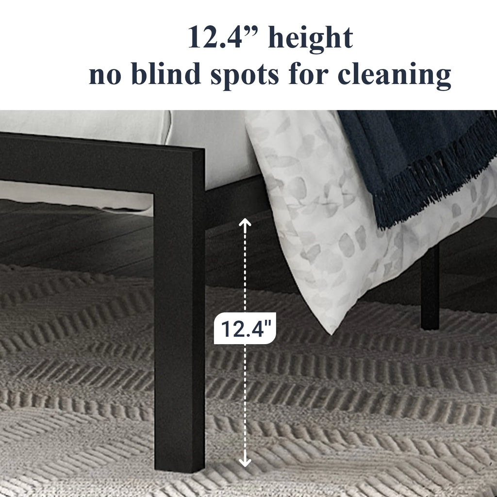 Twin Metal Platform Bed with Fabric Tufted Headboard and Under-Bed Storage K28467