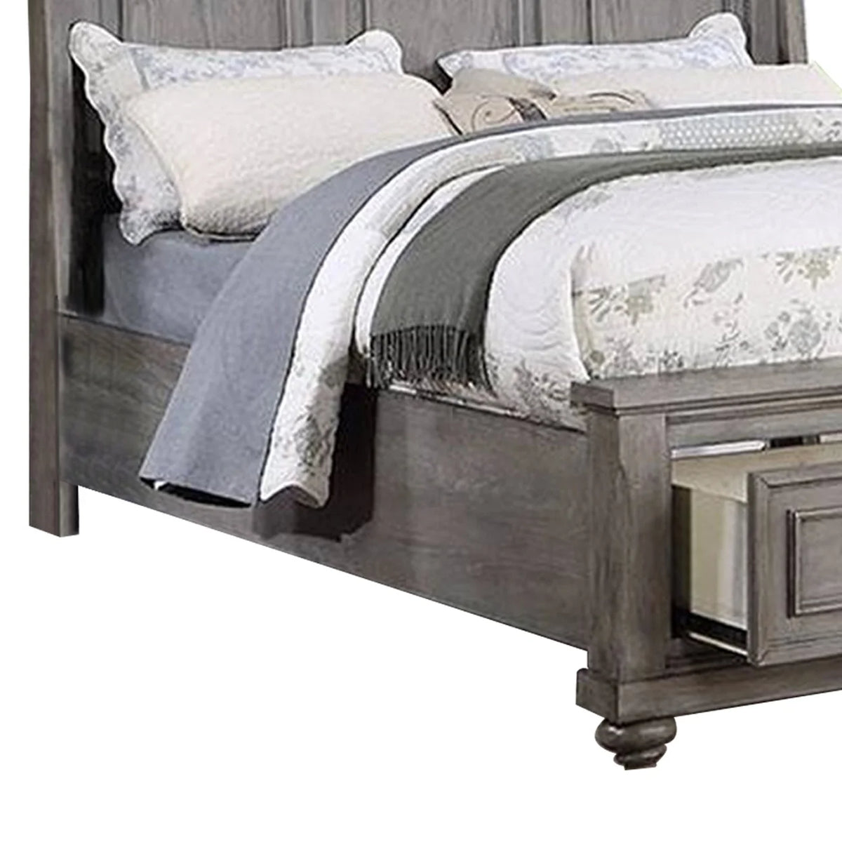 King Size Bed with Sleigh Headboard and 2 Storage Drawers M172847