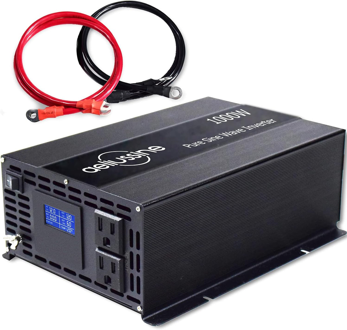 1000w Pure Sine Wave Power Inverter 48v DC to AC 110v 120v with 2 US Socket, LCD Display and Earth Terminal K7637
