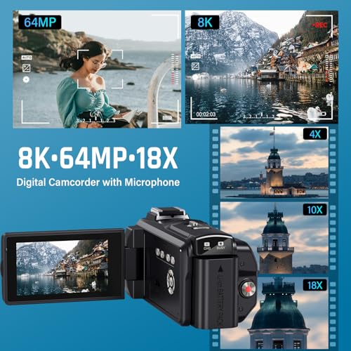 8K 64MP Video Camera Camcorder with 18X Digital Zoom T203060