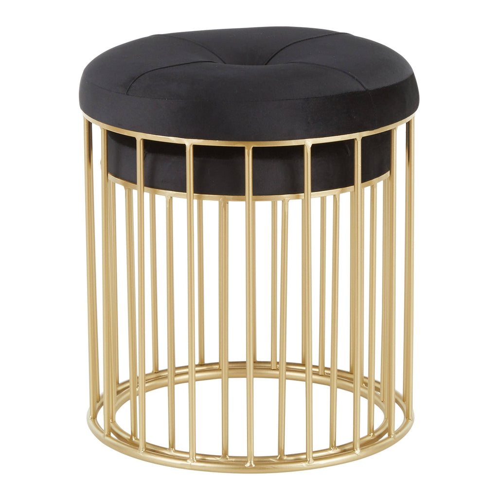 Black Velvet Gold Metal Nesting Ottoman Set S408104