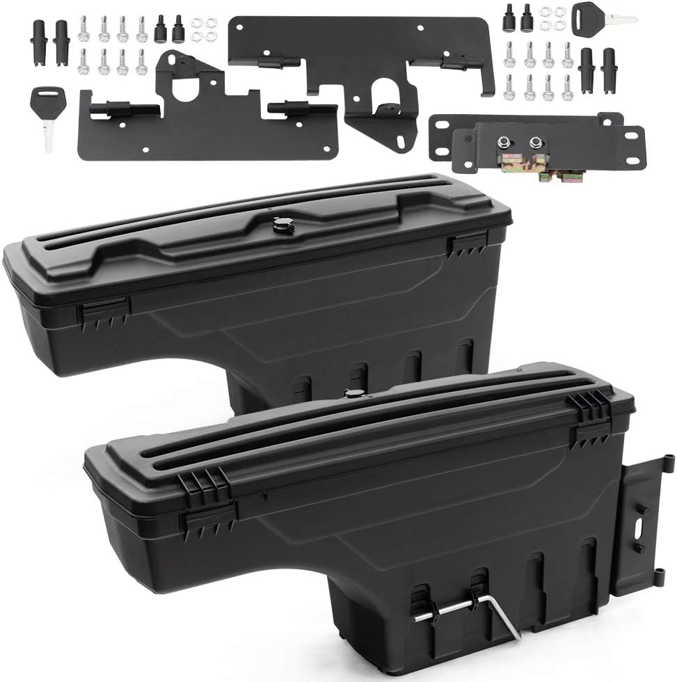 Truck Bed Storage Toolbox, Lockable Swing Case, Black, 2Pcs J875