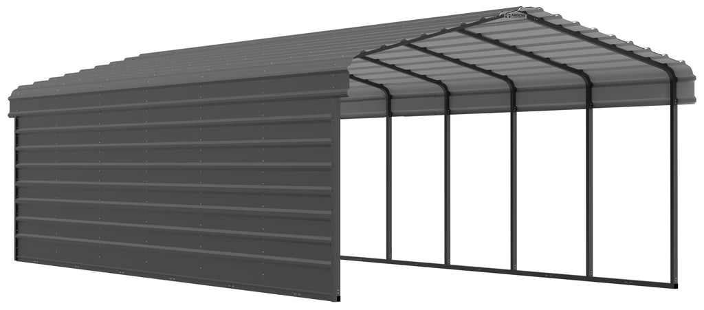 Galvanized Steel Carport Kit, 12' x 29' x 7', Charcoal U2140
