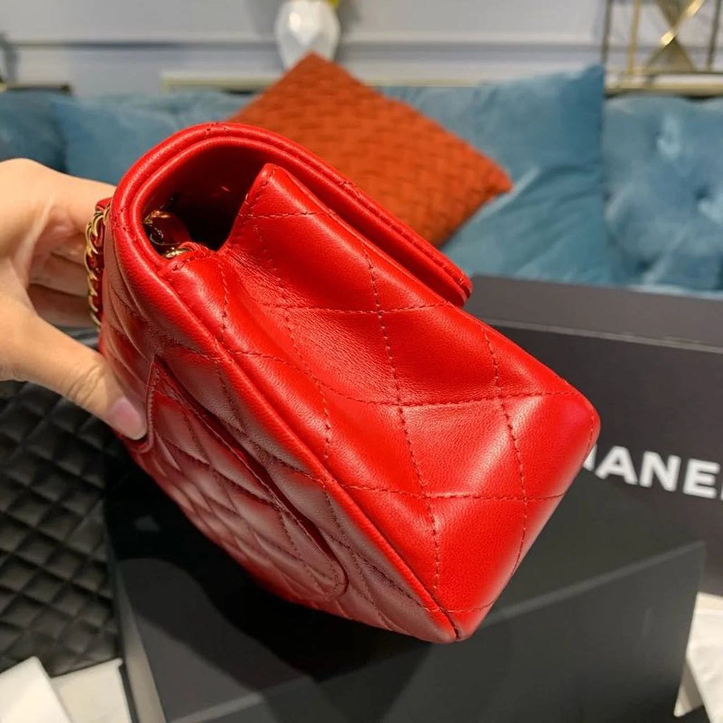 Red Mini Flap Shoulder and Crossbody Bag D822