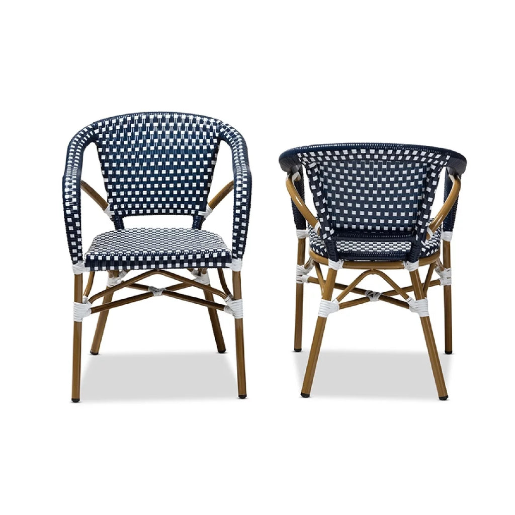 Navy and White Stackable Bistro Dining Chair Set X4918