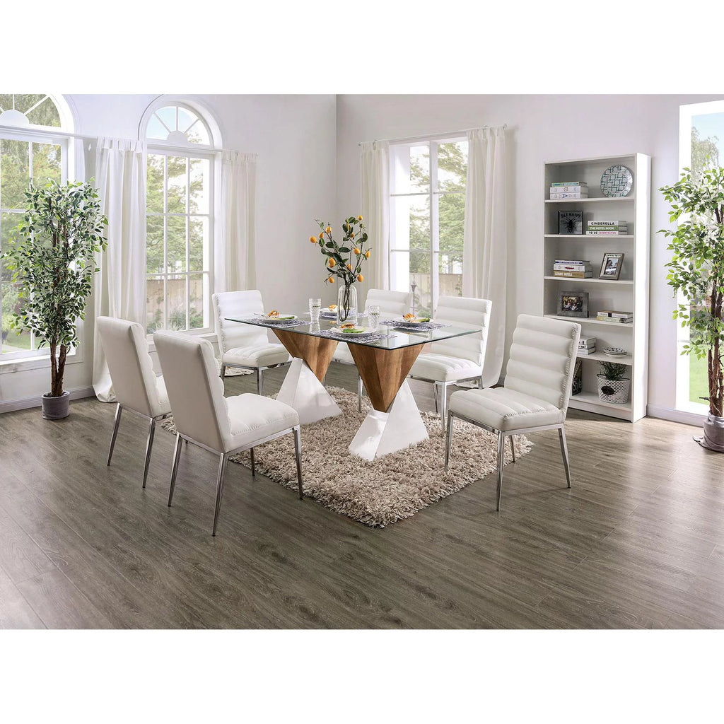 Wood & Tempered Glass Dining Table E566127