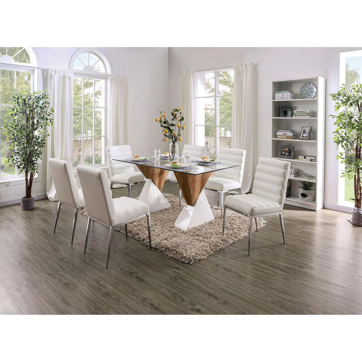 Wood & Tempered Glass Dining Table E566127