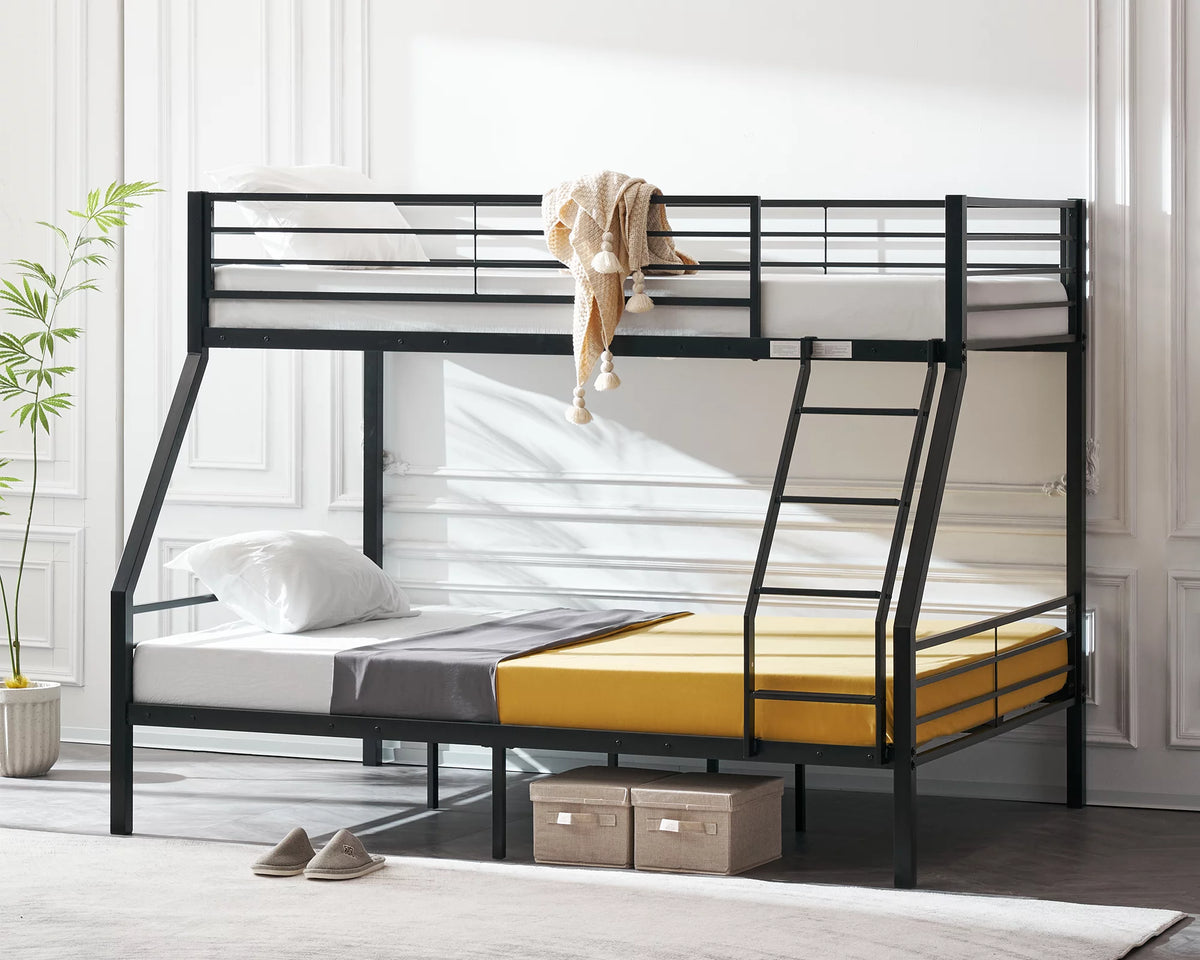 Twin over Full Metal Bunk Bed with Ladder and Guardrail R575938