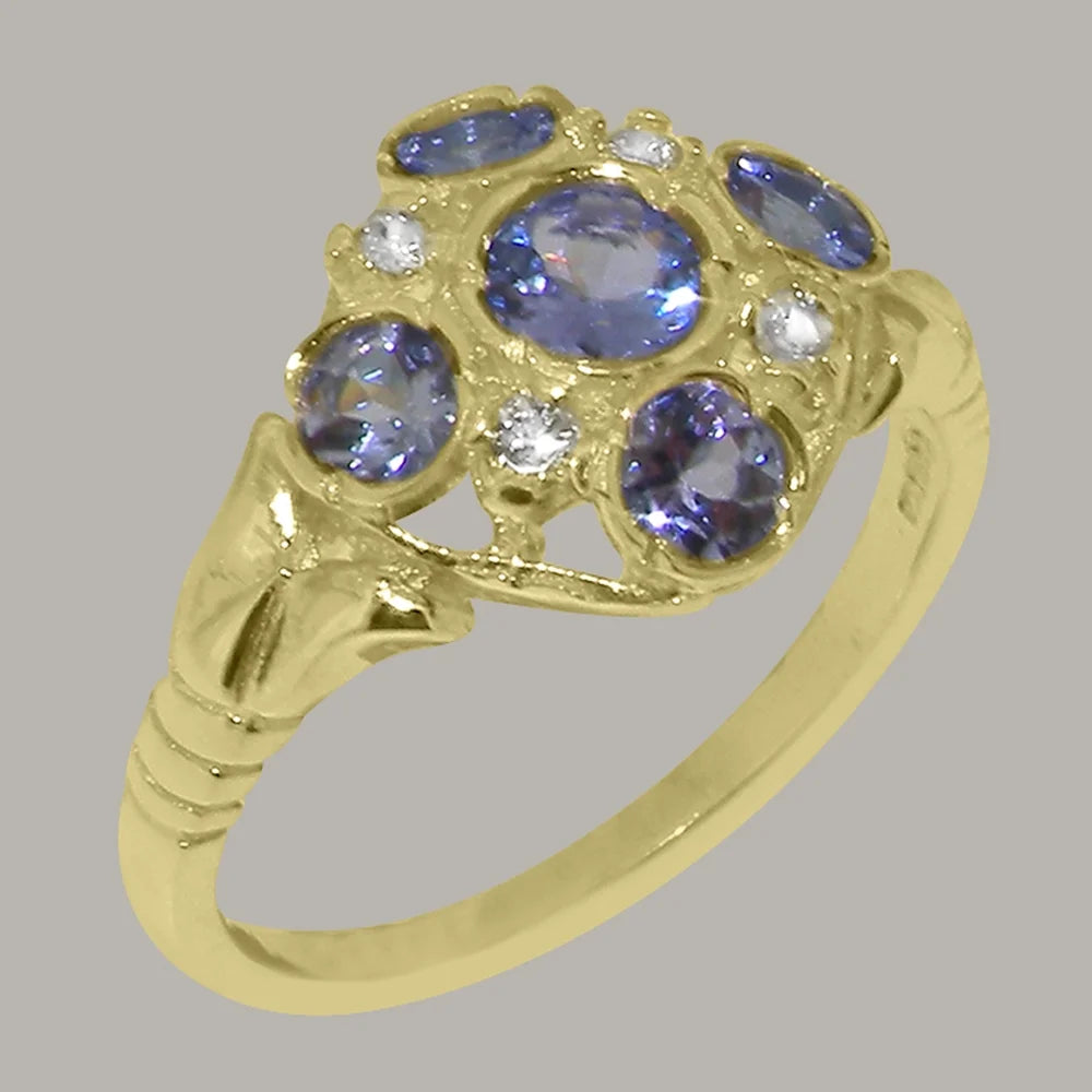 9k Yellow Gold Tanzanite Diamond Statement Ring S978339