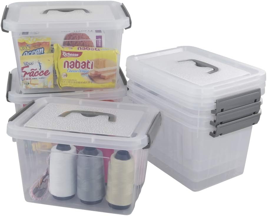 6 Pack 6 Quart Plastic Storage Bin with Lid S500