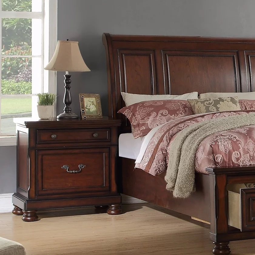 Cherry Finish 1Pc Nightstand Bedside Table X5721