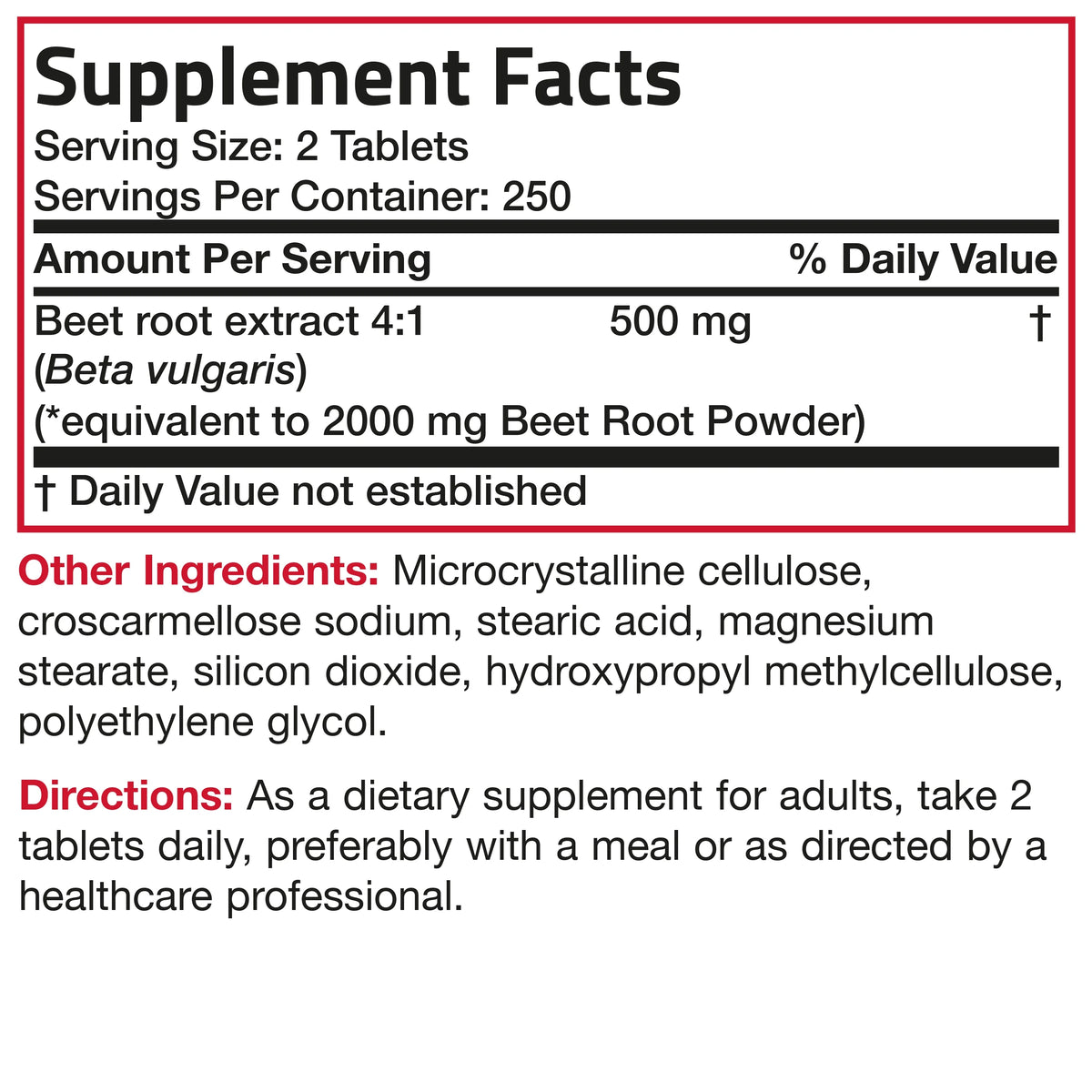 Beet Root 2000mg Vegetarian Tablets R913928