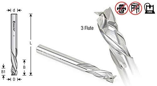 Solid Carbide Compression Spiral 3/8 Dia x 1 x 3/8 Shank x 3 inch Long CNC Router Bit M30279