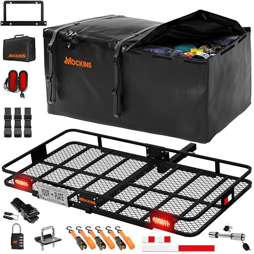 72"x36"x6" Folding Trailer Hitch Cargo Carrier with Waterproof Cargo Bag M8287
