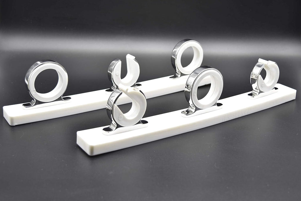 3-Rod Reel White Poly Board 316 Stainless Steel Fishing Rod Storage Hanger Rack C4102