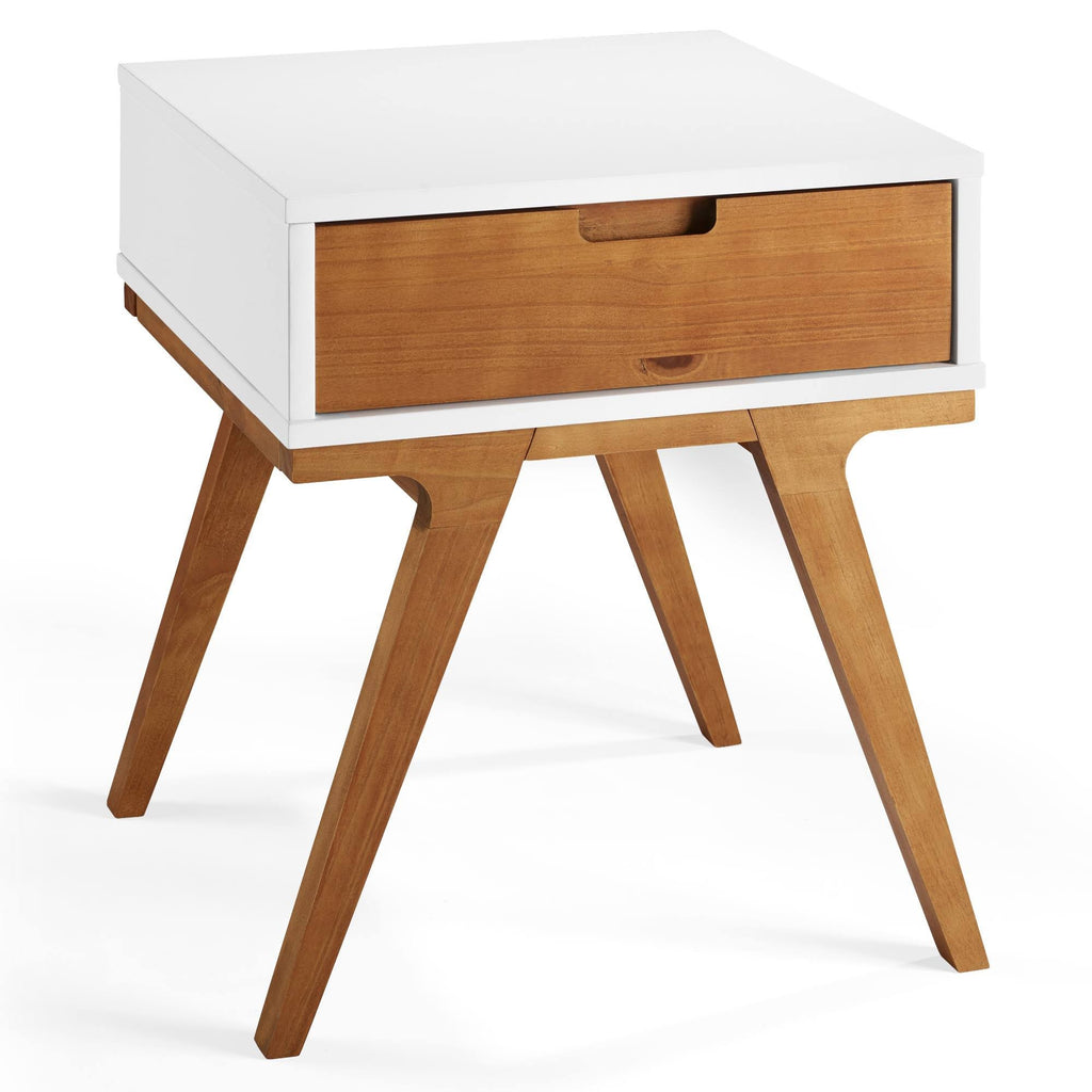 White/Caramel 1 Drawer Side Table Z9358