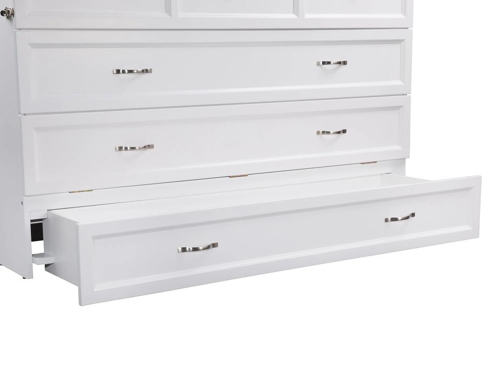Queen Solid Wood Murphy Bed Chest with Mattress N42999