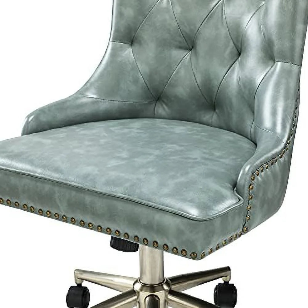 PU Leather Armless Office Chair with 5 Rolling Casters D61019