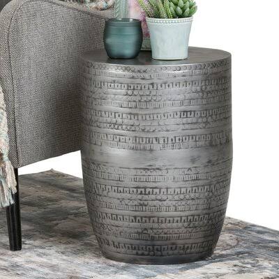 Antique Silver Metal End Table A781377