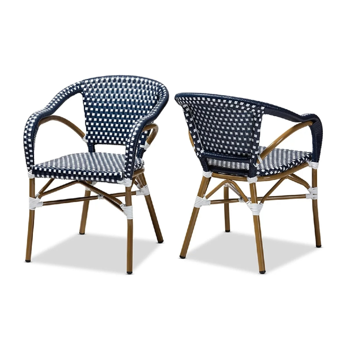 Navy and White Stackable Bistro Dining Chair Set X4918