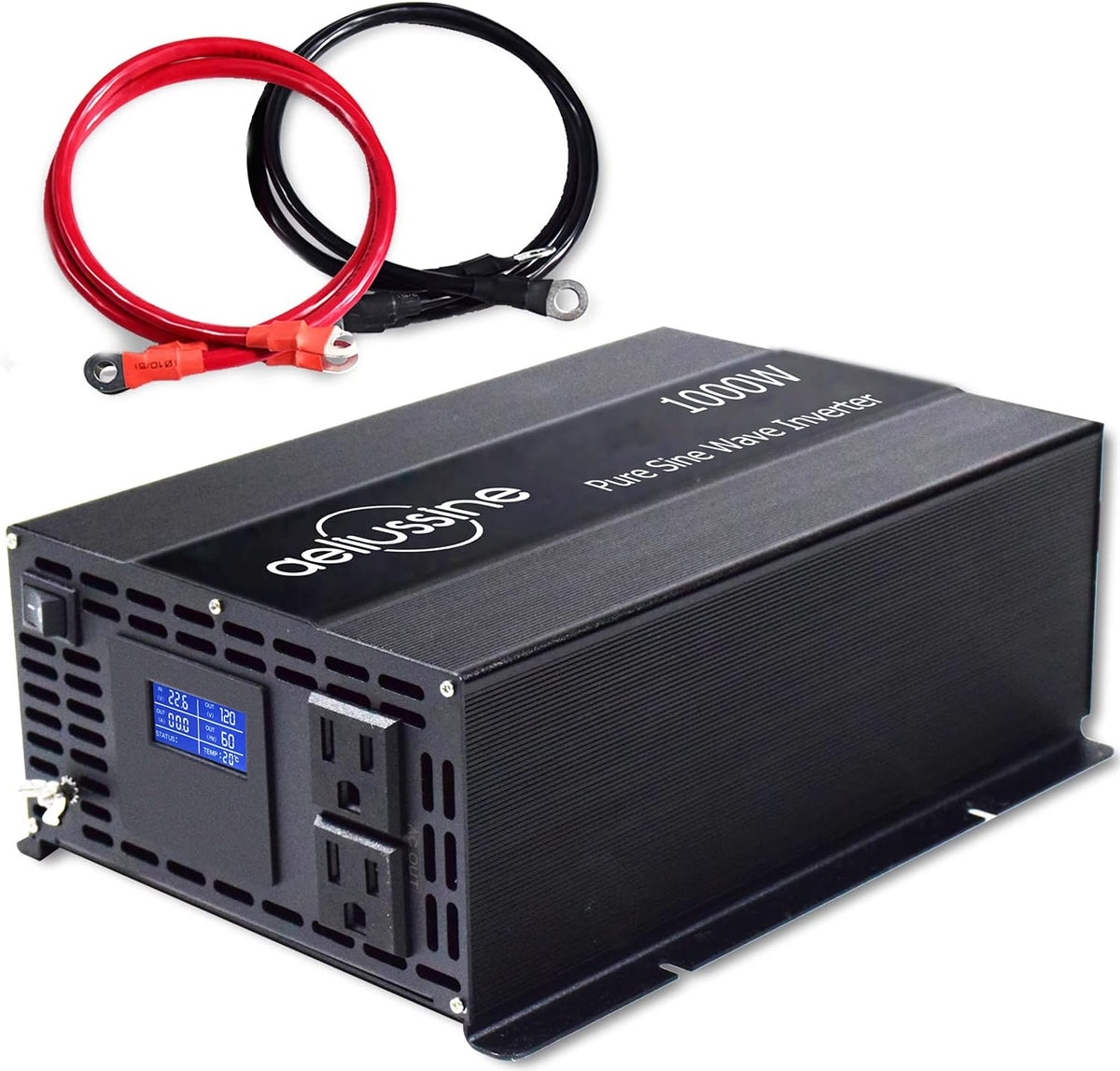 1000w Pure Sine Wave Power Inverter 48v DC to AC 110v 120v with 2 US Socket, LCD Display and Earth Terminal K7637
