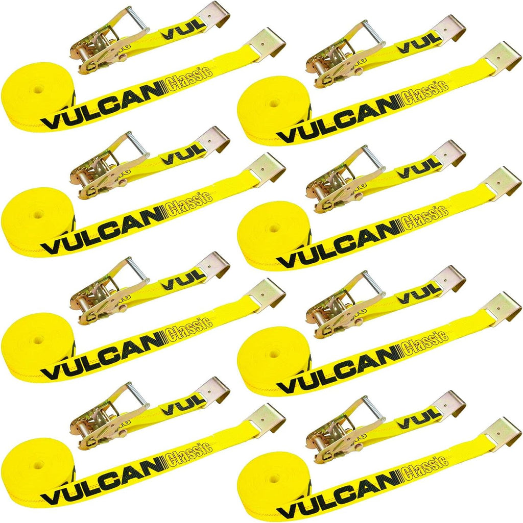 8 Pack 2 Inch x 27 Foot Ratchet Strap with Flat Hooks Q1484