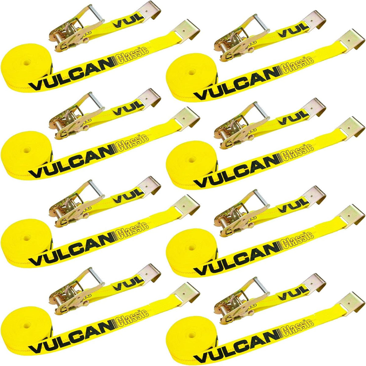 8 Pack 2 Inch x 27 Foot Ratchet Strap with Flat Hooks Q1484